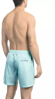 Bikkembergs Zwemshorts Logo Print Turquoise