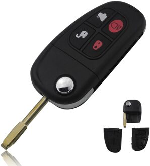 Bilchave 4 Knoppen Vervanging Flip Vouwen Afstandsbediening Autosleutel Geval Shell Voor Jaguar S Type Xj Type Xk type Met Ongesneden Blad