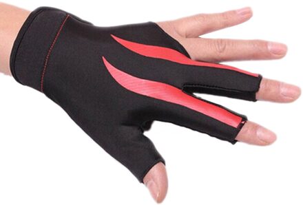 Biljart 3-Vinger Handschoen Snooker Pool Cue Shooter Handschoen Stretchable Half Vinger Voor Linkerhand (Rood)
