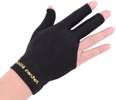 Biljart Drie Vingers Handschoen Snooker Handschoen Speciale Hoogwaardige Biljart Handschoenen 62KF zwart