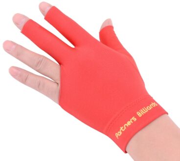 Biljart Drie Vingers Handschoen Snooker Handschoen Speciale Hoogwaardige Biljart Handschoenen D0LB Rood