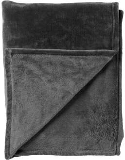 BILLY - Plaid 150x200 cm - flannel fleece - superzacht - Charcoal Gray - antraciet Grijs
