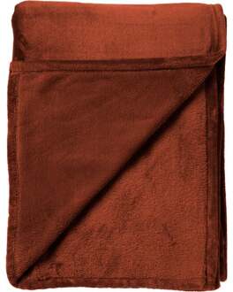 BILLY - Plaid 150x200 cm - flannel fleece - superzacht - Potters Clay - oranje terra