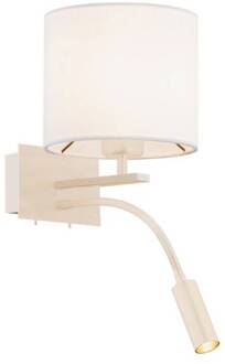 Bilo wandlamp, beige, textiel, 2-lamps, leeslampje