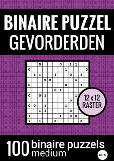 Binaire Puzzel Medium Voor Gevorderden - Puzzelboek Met 100 Binairo's - Nr.6 - Puzzelboeken & Meer