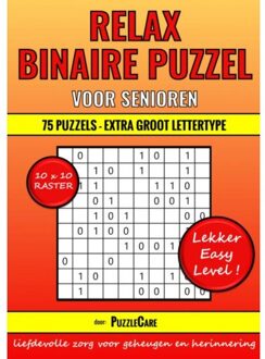 Binaire Puzzel Relax - 10x10 Raster - 75 Puzzels Extra Groot Lettertype - Lekker Easy Level! - Puzzle Care