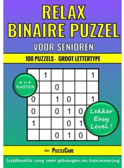 Binaire Puzzel Relax - 6x6 Raster - 100 Puzzels Groot Lettertype - Lekker Easy Level! - Puzzle Care