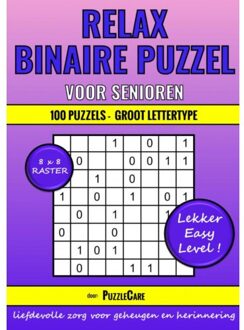 Binaire Puzzel Relax Voor Senioren - 8x8 Raster - 100 Puzzels Groot Lettertype - Lekker Easy Level! - Puzzle Care