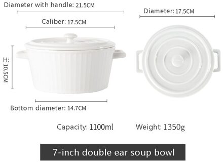 Binaural Soepkom Kleine Huishoudelijke Keramische Instant Noodle Kom Met Deksel Japanse Single Creatieve Soep Wastafel Nordic Servies 1
