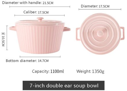 Binaural Soepkom Kleine Huishoudelijke Keramische Instant Noodle Kom Met Deksel Japanse Single Creatieve Soep Wastafel Nordic Servies 3