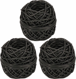 Bindbuis - 3x - 50 meter - zwart - nylon - 3 mm - binddraad planten - bindbuizen / binddraad
