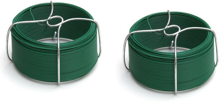 Binddraad - 2x - groen - staal - ommanteld - 1,2 mm x 50 m - bloemendraad - groen - wikkeldraad