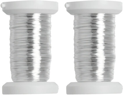Binddraad - 2x - metallic zilver - 40 meter - dikte 0,4 mm - draad/koord