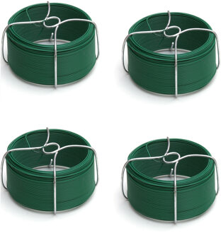 Binddraad - 4x - groen - staal - ommanteld - 1,5 mm x 50 m - bloemendraad - groen - wikkeldraad