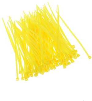 Binding Wrap Bandjes Ul Gecertificeerd 100 Stks/pak 3*100Mm Breedte 2.5Mmself-Locking Nylon Kabelbinders Plastic zip Tie 18 Lbs Zwarte Draad Geel