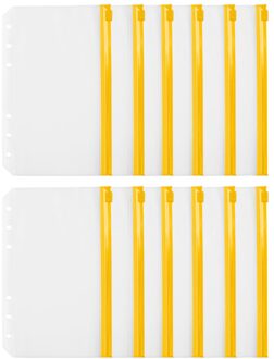 Bindmiddel Bestand Houder Opslag Rits Mappen A6 12Pcs Transparante Losse Blad Pouch Document Indienen Zakken Kantoor Student Leveringen geel