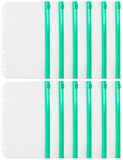 Bindmiddel Bestand Houder Opslag Rits Mappen A6 12Pcs Transparante Losse Blad Pouch Document Indienen Zakken Kantoor Student Leveringen groen