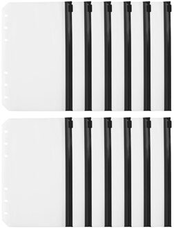 Bindmiddel Bestand Houder Opslag Rits Mappen A6 12Pcs Transparante Losse Blad Pouch Document Indienen Zakken Kantoor Student Leveringen zwart