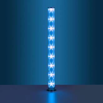 Bingo LED vloerlamp met afstandsbediening, RGBW chroom, transparant