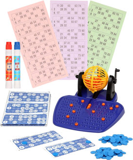 Bingo spel gekleurd/oranje complete set nummers 1-90 met molen/148x bingokaarten/2x stiften - Kansspelen