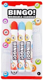 Bingo stiften/markers/dabbers - 3x - blauw/geel/rood - 20 ml - Actiespellen