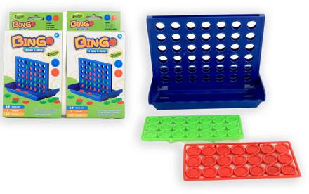 Bingo Vier op een rij - blauw/rood/groen - reisspel
