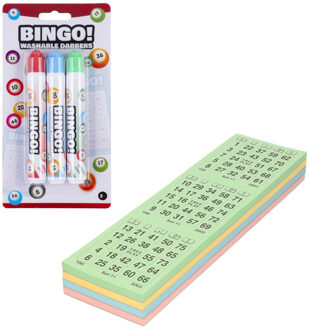 Bingokaarten nummers 1-75 - 100x vellen - inclusief 3x bingostiften