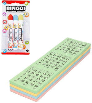 Bingokaarten nummers 1-75 - 100x vellen - inclusief 3x bingostiften