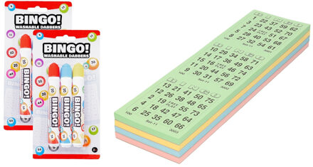 Bingokaarten nummers 1-75 - 100x vellen - inclusief 6x bingostiften