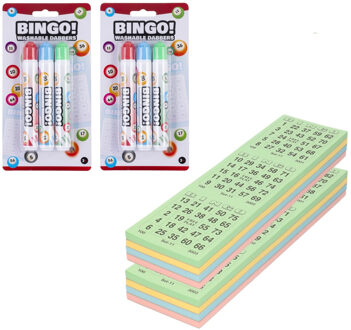 Bingokaarten nummers 1-75 - 200x vellen - inclusief 6x bingostiften