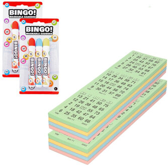 Bingokaarten nummers 1-75 - 200x vellen - inclusief 6x bingostiften