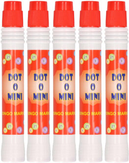 Bingostift - 5x - dikke punt - kleur rood - Marker dikke stippen