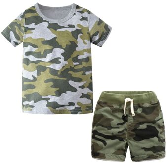 Biniduckling Zomer Kids Jongens Kleding Set Korte Mouw T-shirt Shorts Outfits Camouflage Bedrukt Katoen Kinderen Kleding 6T