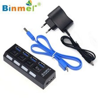 Binmer Gratis bezorging 4 Poorten 3.0 HUB Met Aan/Uit Schakelaar Power Adapter Voor Desktop Laptop EU September 15