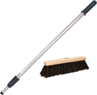 Binnen bezem Arenga inclusief aluminium telescoopsteel zilver 200 cm