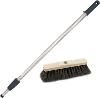 Binnen bezem Arenga inclusief aluminium telescoopsteel zilver 200 cm