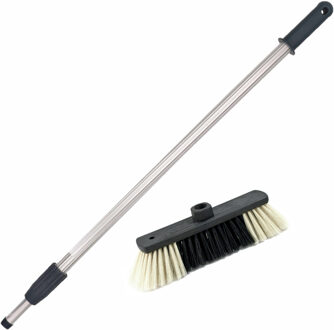Binnen bezem Eco inclusief aluminium telescoopsteel zilver/grijs 200 cm - Bezem