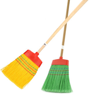 Binnen/buiten bezem - zacht - multi kleuren - 132 cm - retro bezems