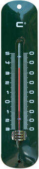 Binnen/buiten thermometer - groen - metaal - 6.5 x 30 cm - Themometers - Temperatuur