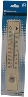 Binnen/buiten thermometer hout 21 x 4 cm - Buitenthermometers Bruin