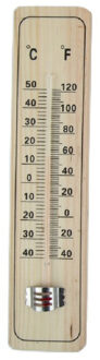 binnen/buiten thermometer - hout 22 cm - Buitenthermometers Bruin