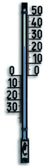 Binnen/buiten thermometer kunststof 6,5 x 28 cm - Buitenthemometers - Temperatuurmeters Zwart