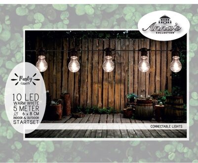 Binnen/buiten verlichting lichtsnoer 5 meter met warm witte LED lampjes