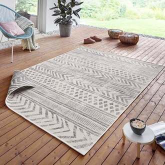 Binnen & Buiten vloerkleed Biri - grijs/crème 80x150 cm