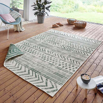 Binnen & Buiten vloerkleed Biri - groen/crème 80x150 cm