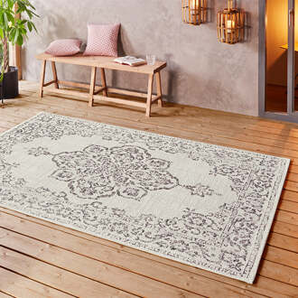 Binnen & buiten vloerkleed vintage Tilos - crème/antraciet 160x230 cm