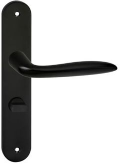 binnendeurbeslag Lake - Ovaal deurschild met schroef en toiletsluiting - Aluminium - Zwart