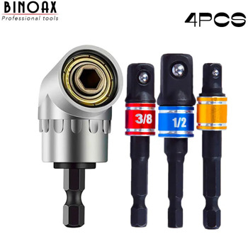 BINOAX 3Pcs 1/4" 3/8" 1/2" Impact Grade Driver Socket Adapter Extension Set With 105 Degree Right Angle Screwdriver set