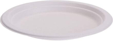 Bio afbreekbare gerecyclede feestbordjes - D17 cm - 24x stuks - Milieuvriendelijk - wegwerp