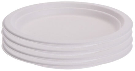 Bio afbreekbare gerecyclede feestbordjes - D17 cm - 48x stuks - Milieuvriendelijk - wegwerp